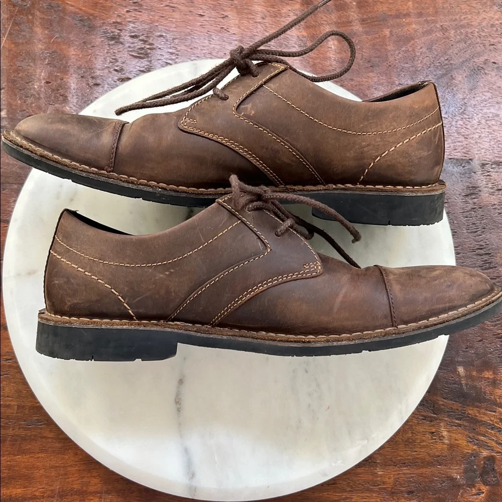 Rockport Urban Edge Captoe Oxford Brown Distressed Leather Shoes Men's Size 10